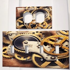 2 Pk Steampunk Gears Decorative Metal Wallplates